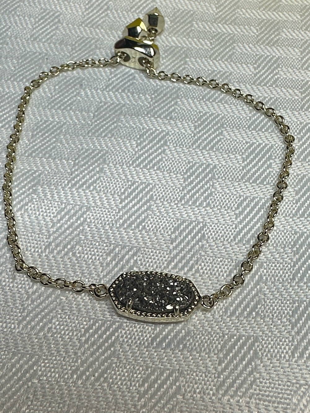 Kendra Scott Elaina adjustable bracelet gold gray drusy